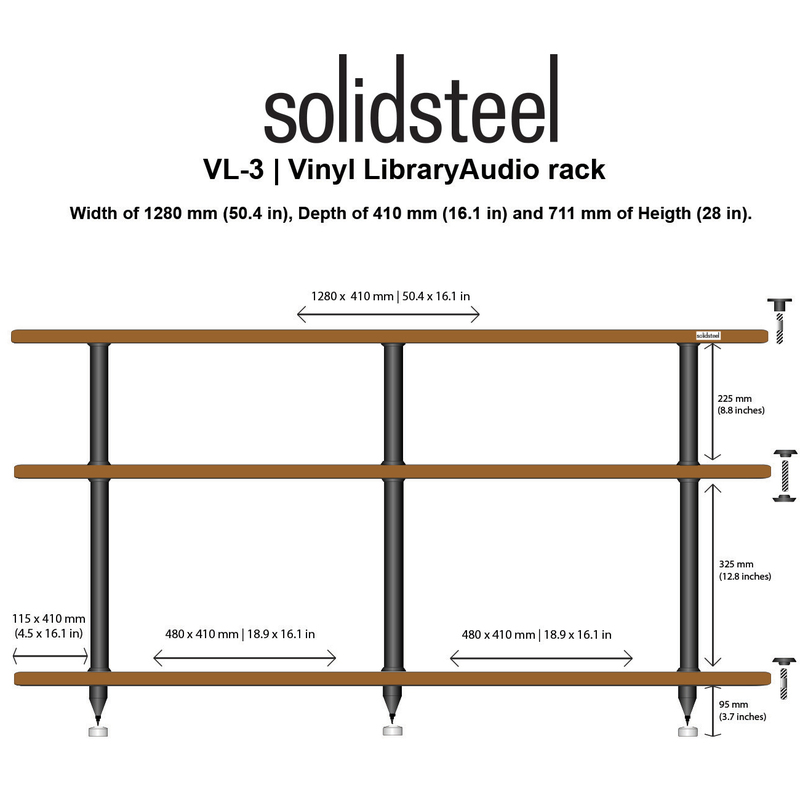 VL Series Hi-Fi Audio and Vinyl Storage Rack VL3