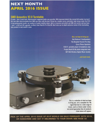 HiFi World Reviews the new SMD Acoustics V2.0 Turntable